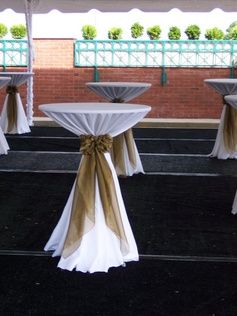 cocktail table tablecloth ideas | Details: Dress it Up: Cocktail Tables Reception Cocktail Tables, Wedding Reception Cocktail Tables, Wedding Reception Cocktail, Cocktail Table Decor, Reception Cocktail, Cocktail Wedding Reception, Round Cocktail Tables, High Top Tables, Trendy Bar