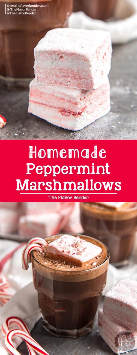 Diy Marshmallows, Peppermint Marshmallows Recipe, Unique Sweets, Homemade Marshmallow Recipe, Peppermint Recipes, New Year's Desserts, Peppermint Marshmallows, Christmas Peppermint, Hot Cocoa Recipe