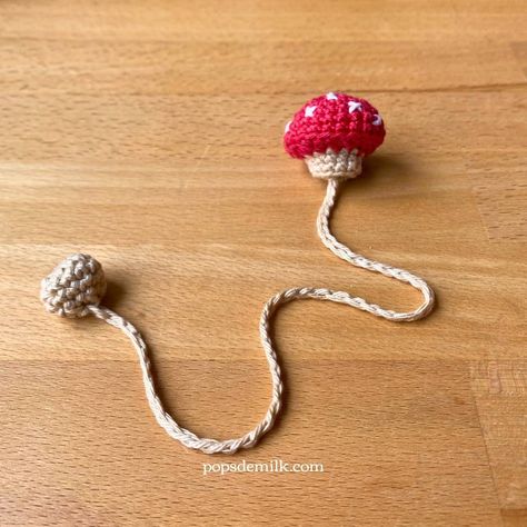 Crochet Mushroom Bookmark Pattern — Pops de Milk - Fun and Nerdy Crochet Patterns Crochet Bookmark Ideas, Crochet Book Marks Free Pattern, Crochet Mushroom Bookmark, Book Mark Crochet, Crochet Bookmarkers, Nerdy Crochet Patterns, Mushroom Bookmark, Crochet Bookmarks Free Patterns, Nerdy Crochet