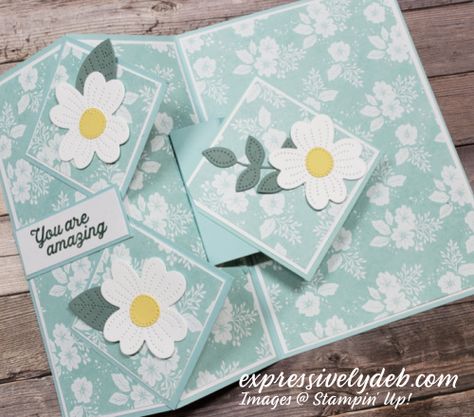 Stampin Up Cards 2022-2023 Newest Fun Fold Cards, Card Folding Techniques Templates, Diy Card Templates, Hello Card Ideas, Folded Cards Ideas Templates, Special Birthday Cards Handmade, Fun Fold Cards Tutorials Cardmaking, Foldable Cards Diy, Fancy Cards Ideas