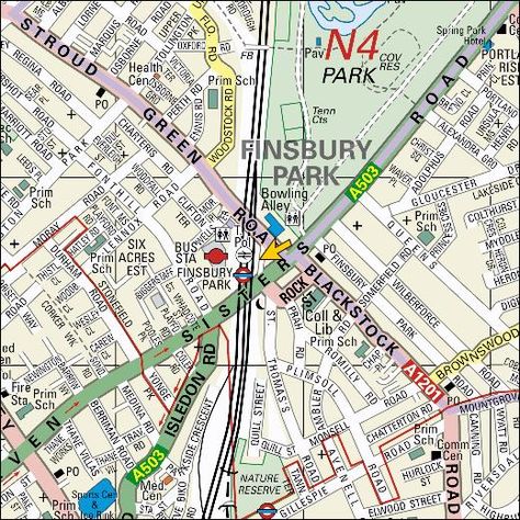 Map of Finsbury Park Finsbury Park London, Highbury London, Finsbury Park, London Pictures, London Park, Great Britain, Mural, The Unit, Map