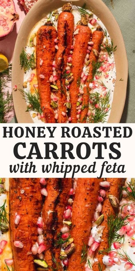 Roasted Christmas Carrots, Maple Mustard Carrots With Whipped Goat Cheese, Roasted Carrot Thanksgiving, Spice Roasted Carrots, Spiced Roasted Carrots With Lemony Whipped Feta, Honey Harrisa Carrots With Whipped Feta, Greek Roasted Carrots, Thanksgiving Whipped Feta, Thanks Giving Carrots