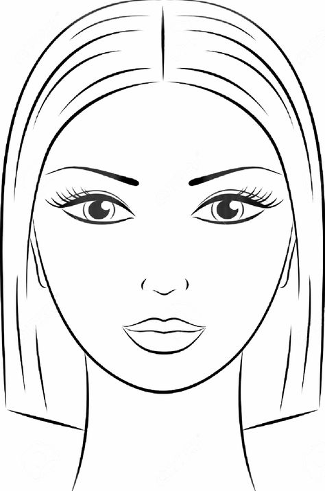 Simple Face Drawing, Face Outline, Female Face Drawing, Face Charts, Drawing Hands, Makeup Face Charts, 얼굴 그리기, صفحات التلوين, Paper Doll Template