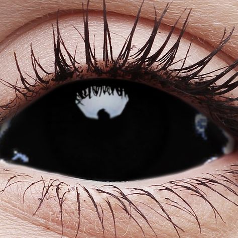 Blackout Contact Lenses, I got to a Catholic school and  I want these to freak out my teachers and friends Sclera Lenses, Cool Contacts, Alluka Zoldyck, Colored Eye Contacts, Eye Contact Lenses, Trendy Eyeshadow, Demon Eyes, Halloween Contacts, Ange Demon