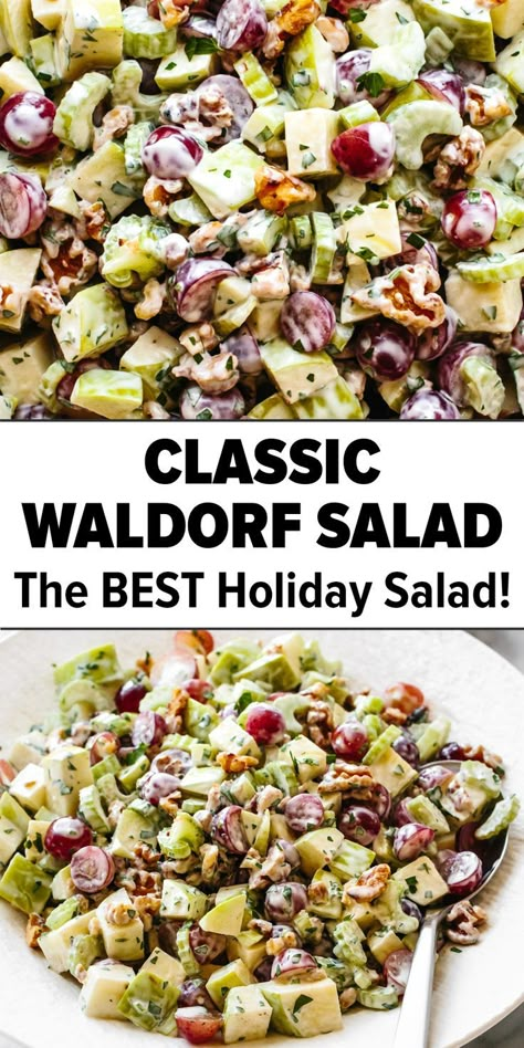 Bowl full of Waldorf salad Air Fryer Fried Chicken Tenders, Salad Recipes Christmas, Holiday Salad Recipes, Fried Chicken In Air Fryer, Best Waldorf Salad Recipe, Salad Recipes Holidays, Thanksgiving Salad Recipes, Chicken In Air Fryer, Waldorf Salad Recipe