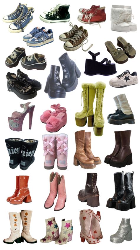 virtual shoe collection (part 1) #outfitinspo #vibes #shoes #boots #aesthetic #fitinspo #coquette #grunge #ootd #fashion #downtowngirl Boots Aesthetic, Creepy Cute Fashion, Grunge Shoes, Coquette Grunge, Goth Shoes, Fashion Week Outfit, Old Fashion Dresses, Cute Lazy Outfits, Stunning Shoes