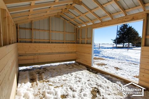 Horse Run In Shelter, Diy Pole Barn, Small Horse Barns, Horse Shed, Livestock Shelter, Horse Farm Ideas, Horse Barn Ideas Stables, Loafing Shed, Horse Barn Designs