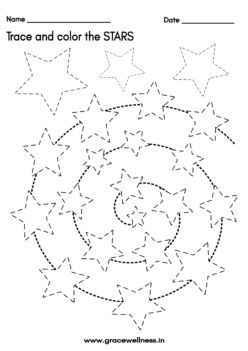 Star Worksheet Preschool, Star Tracing, Star Worksheet, Counting Preschool, Shapes Tracing, Preschool Language Arts, Shape Tracing, Worksheet For Preschool, Worksheet For Kindergarten