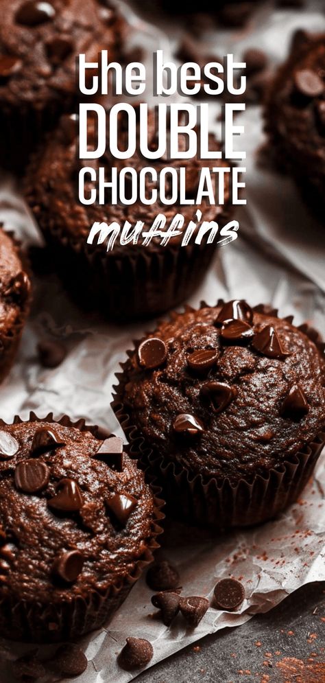 Double Chocolate Muffins [40 Minutes] – Chasety Assorted Muffins, Chocolate Muffin Recipe, Double Chocolate Muffins, Easy Treat, Sweet Muffin, The Best Breakfast, Breakfast Idea, Vegan Chocolate Chip, Easy Treats