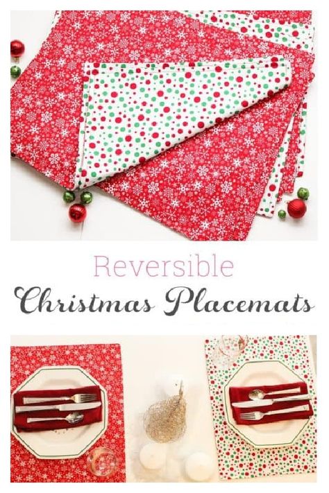 Holiday Reversible Placemats Free Sewing Pattern Christmas Placemats Pattern Free, Easy Placemats To Sew Free Pattern, Placemat Sewing, Easy Placemats, Fabric Art Diy, Reversible Placemats, Diy Placemats, Christmas Pots, Fabric Sewing Patterns