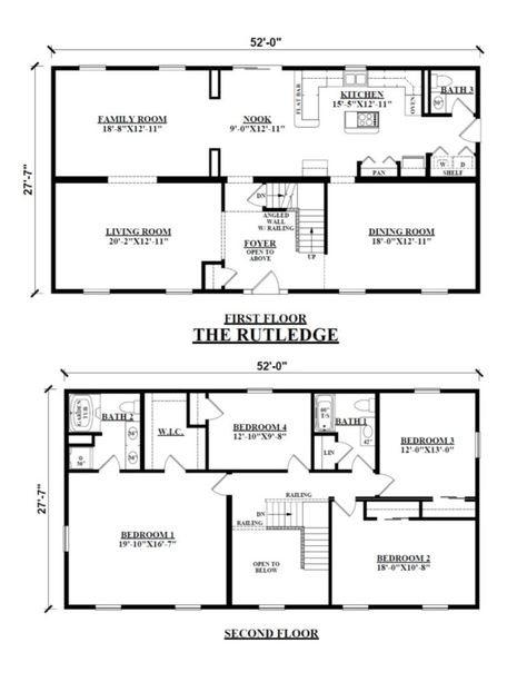 House Plans 2 Story 4 Bedroom Layout, Rectangular House Floor Plan, Rectangular Home Plans, 2 Story Rectangular House Plans, 4 Bed House Floor Plan, 30x40 Two Story House Plans, Floor Plan 4 Bedroom 2 Story, Rectangle House Layout, 2 Story Beach House Floor Plans