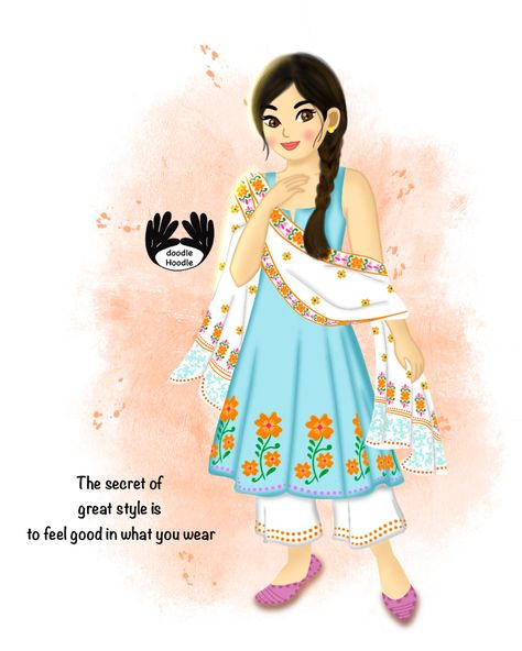 Salwar Suit Illustration, Illustration Quotes Funny, Work Motivational Quotes Funny, Girly Art Illustrations Life, Suit Illustration, Ethnic Wears, Funny Art Prints, Indian Illustration, Army Girlfriend Pictures