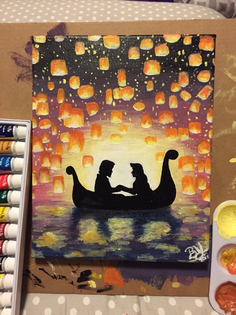 Tangled painting on canvas i did😍🎨 Tangled Painting, Disney Canvas Art, Arte Doodle, Disney Paintings, Christmas Paintings On Canvas, Arte Van Gogh, Small Canvas Paintings, Desen Anime, Simple Canvas Paintings