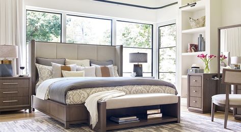 Highline Upholstered Bedroom Set Upholstered Bedroom Set, Transitional Furniture, Bedrooms Ideas, King Bedroom Sets, Bedroom Sets Queen, Bedroom Panel, Queen Bedroom, King Bedroom, Comfortable Bedroom