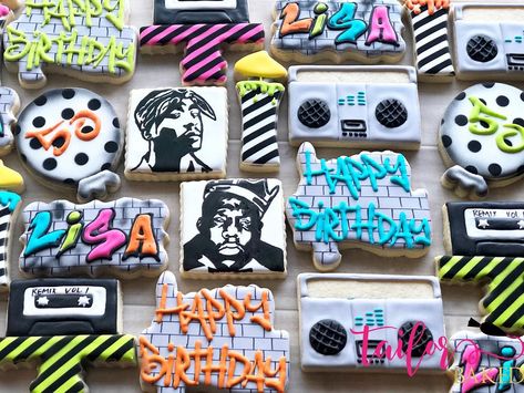 90s Hip Hop Cookies Decorated, 90s Theme Party Decorations, Hip Hop Birthday Party, Hip Hop Birthday, Throwback Party, 90s Theme Party, 80s Theme Party, 90's Birthday Party, 2nd Birthday Party Themes