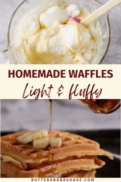 Waffles With Whipped Egg Whites, Egg White Waffles Recipe, Light Fluffy Waffle Recipe, Waffle Recipe With Egg Whites, Egg White Waffles, Waffle Recipe No Butter, Waffle Recipe Without Milk, Yogurt Waffle Recipe, Fluffy Waffle Recipe