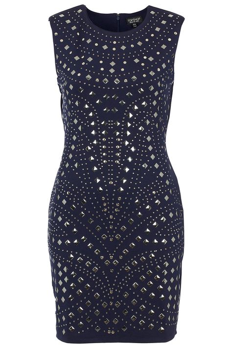 studs Stud Dress, Audition Outfit, Trend Outfits, Navy Blue Cocktail Dress, Blue Bodycon Dress, Studded Dress, Blue Sleeveless Dress, Blue Cocktail Dress, Lace Peplum