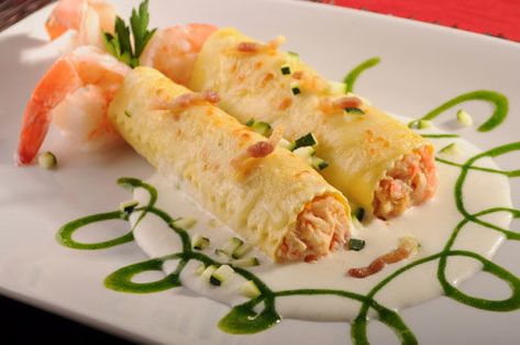 Seafood Cannelloni Recipe, Seafood Manicotti Recipe, Seafood Cannelloni, Italian Seafood Pasta, Appetizers Shrimp, Jumbo Shells, Crispy Pancetta, Seafood Lunch, Cannelloni Recipes