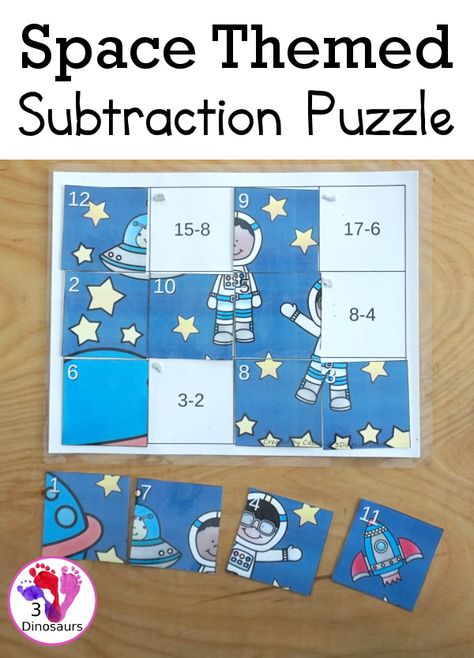 Curriculum Night, Puzzle Ideas, Space Preschool, Subtraction Kindergarten, Space Classroom, 3 Dinosaurs, Solar System Crafts, Homeschool Lesson Plans, Homeschool Board