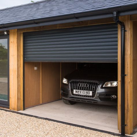 Wooden Roller Garage Door, Garage Access Door, Residential Roll Up Garage Door, Electric Garage Door, Garage Roller Door Ideas, Types Of Garage Doors, Double Garage Uk, Up And Over Garage Door, Garage Roller Doors