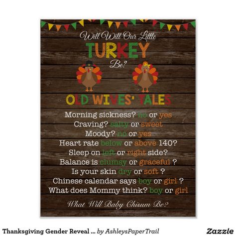 Thanksgiving Gender Reveal Old Wives' Tales Poster What will our turkey be? Gobble, Gobble #dressyourguess #whatwillourlittleturkeybe #thanksgivinggenderreveal chalkboard blackboard wood background rustic red orange yellow green gold brown auburn Thanksgiving Gender Reveal Ideas, Thanksgiving Gender Reveal, Fall Wedding Programs, Gender Reveal Party Ideas, Reveal Party Ideas, Simple Gender Reveal, Pregnancy Gender Reveal, Old Wives Tale