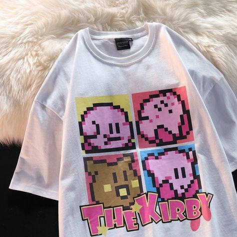 🌟 Level Up Your Style with The Kirby T-Shirt: 🌟 Fun and Playful: The Kirby T-Shirt is designed for gamers and all-around fans of the adorable pink puffball. Ideal for those who appreciate a playful and stylish tee. ✨ Superior Quality: Crafted with precision to ensure top-notch quality and style. This t-shirt offers exceptional comfort and durability, perfect for various occasions. 👕 Versatile and Nostalgic: The Kirby T-Shirt is perfect for different events, allowing you to express your love f Pixel Cartoon, Cute Kirby, Cottagecore Dark Academia, Anime Pixel, Estilo Dark, Cottagecore Dark, Japanese Harajuku, Plain Tees, Oversized T Shirt