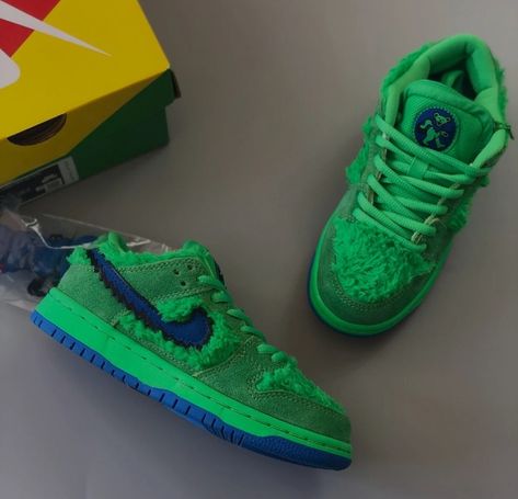 Chunky Dunky Nike, Chunky Dunky Nike Sb, Nike Sb Dunk Low Chunky, Chunky Dunky, Nike Embroidery, Green Bear, Nike Sb Dunk Low, Custom Nike, Cute Nike Shoes