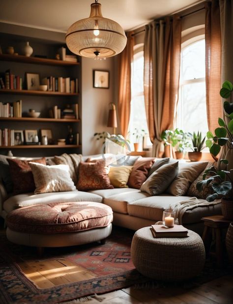 Cozy Textured Living Room, Bobby Berk Living Room, Natural Cosy Living Room, Elevated Eclectic Living Room, Cozy Living Room Earth Tones, Earthy Living Room Designs, Earth Tone Home Aesthetic, Traditional Eclectic Decor Living Room, Cottage Apartment Aesthetic