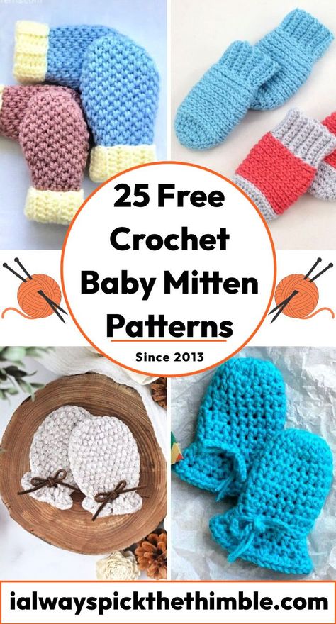 Crochet Crown Pattern, Baby Mittens Pattern, Baby Hat And Mittens, Crochet Baby Mittens, Crochet Mitts, Mittens Crochet, Crochet Mittens Free Pattern, Crochet Mittens Pattern, Crochet Baby Cocoon