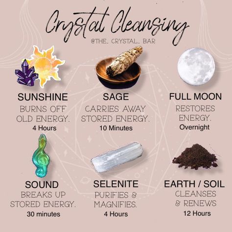 Cleanse Crystals, Crystal Cleansing, Crystal Healing Chart, Wiccan Magic, Witch Spirituality, Crystal Guide, Cleansing Crystals, Crystals Healing Properties, Spiritual Crystals