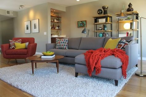 14 Mid Century Modern Living Room Design Ideas Room Ideas Color Schemes, Gray Couch Living Room Ideas, Mid Century Modern Living Room Design, Mid Century Living Room Decor, Green Mid Century, Mid Century Living, Mid Century Living Room, Living Room Red, Mid Century Modern Living