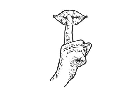 Finger On Lips Drawing, Rude Finger, Gesture Sketch, How To Draw Fingers, Hip Tattoos Women, Illustration T Shirt, Lips Drawing, Magic Circle, Hip Tattoo