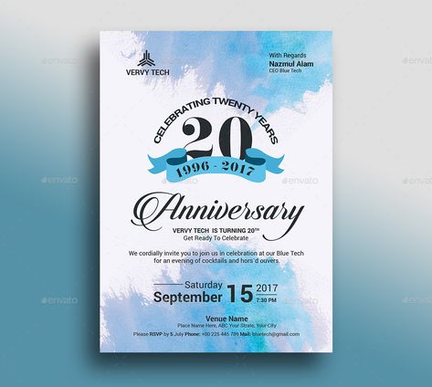 Anniversary Invitation #Ad #Anniversary, #AFFILIATE, #Invitation Company Anniversary Invitation, Business Anniversary Ideas, Watercolor Anniversary, Anniversary Template, Invitation Card Sample, Anniversary Invite, Corporate Anniversary, Clean Business Card Design, Business Anniversary