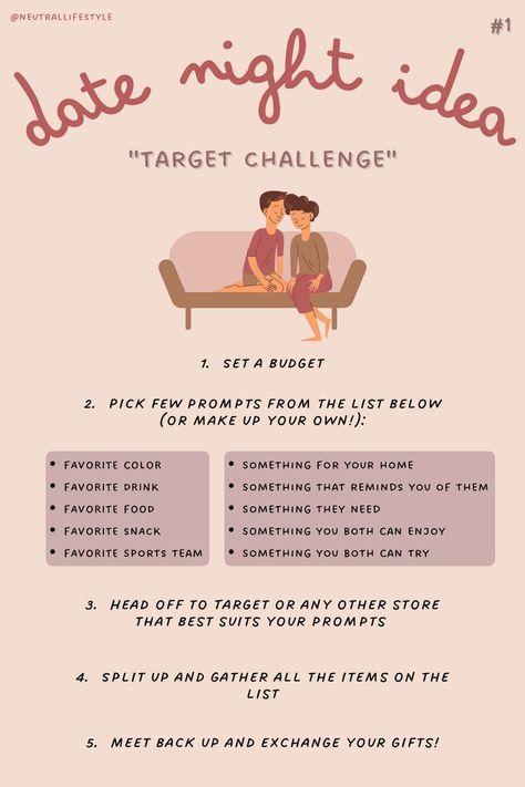 Date Night Favorite Things, Walmart Couples Challenge, Night In Couple Ideas, Date Night List Ideas, Couple Gift Challenge, Night Activities For Couples, Couple Store Challenge, Favorite Things Date Night, Couples Favorites Challenge