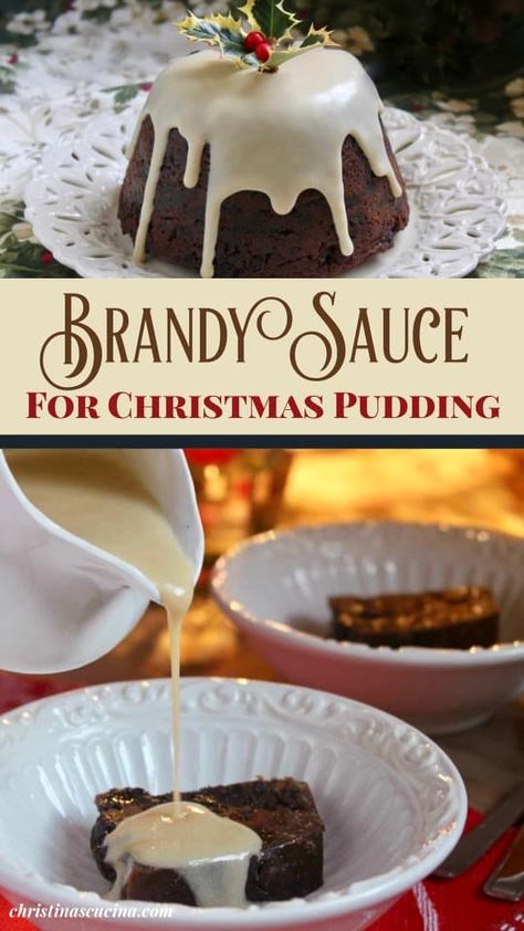 Figgy Pudding Sauce, Plum Pudding Sauce Recipe, British Christmas Pudding, Rum Sauce For Christmas Pudding, Brandy Sauce For Christmas Pudding, Figgy Pudding Recipe Easy, Easy Christmas Pudding Recipes, English Pudding Recipes, Brandy Recipes Food