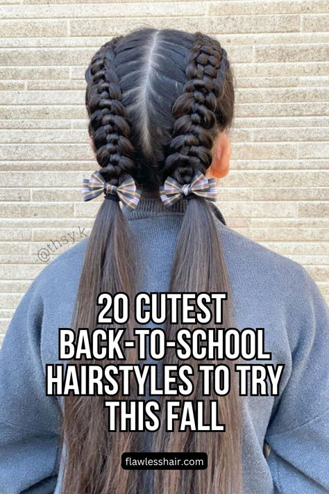 Braided Pigtails 2 Plaits Hairstyles For School, Cute Hairstyles For Elementary School, Back To School Hairstyles 4th Grade, 5th Grade Girl Hairstyles, First Day Of Pre K Hairstyles, Cute Ways To Braid Your Hair, Hair Styles Protective Hairstyles, Girls First Day Of School Hairstyles, Easy Back To School Hairstyles For Kids