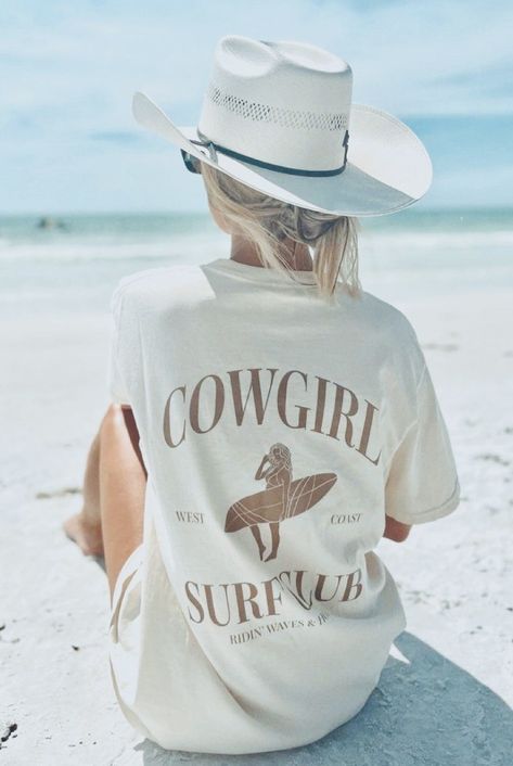 Cowgirl T Shirts, Surf Cowgirl, Surfer Cowgirl, Cowgirl Core, Coastal Cowgirl Outfit, Cowgirl Fits, Beach Cowgirl, Costal Cowgirl, Mom Fits