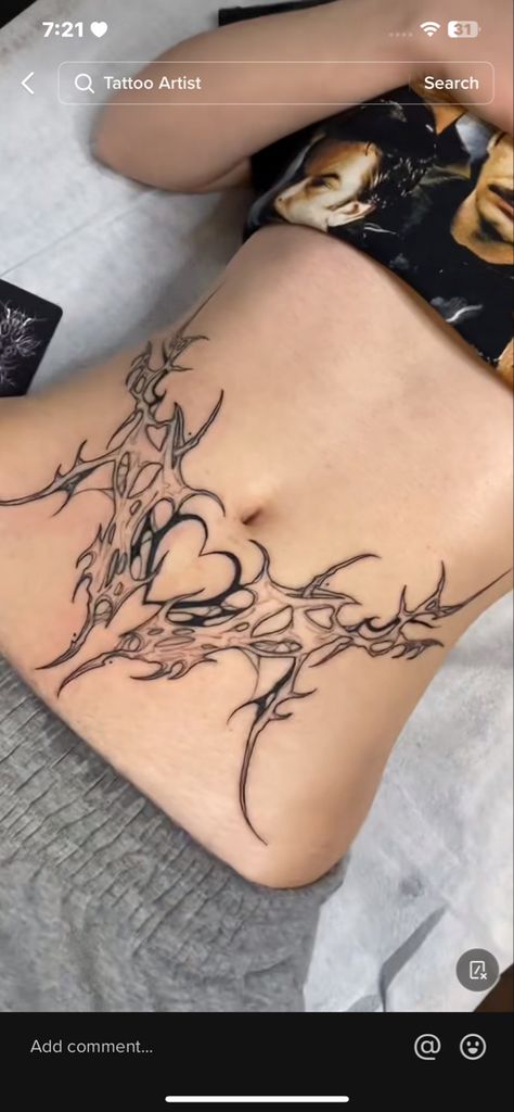 Trending Tattoo Designs, Tummy Tattoo, Stomach Tattoos Women, Jagua Henna, Trending Tattoo, Waist Tattoos, Funky Tattoos, Belly Tattoos, Sharpie Tattoos