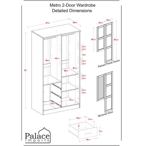 Palace Imports 100% Solid Wood Metro Wardrobe Armoire with Solid Wood or Mirrored Doors - Bed Bath & Beyond - 26433452 Door Bed, Mirrored Doors, Mirrored Door, Wood Kiln, Armoires & Wardrobes, Raised Panel Doors, Classy Bedroom, Wood Stain Colors, 2 Door Wardrobe