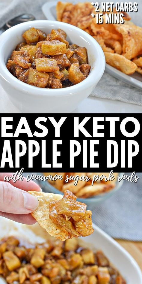 Keto Apple Dip, Cinnamon Pork Rinds, Keto Apple Pie, Apple Pie Pockets, Apple Pie Dip, Keto Pork Rinds, Stylish Cravings, Melting Potatoes, Pork Rind Recipes