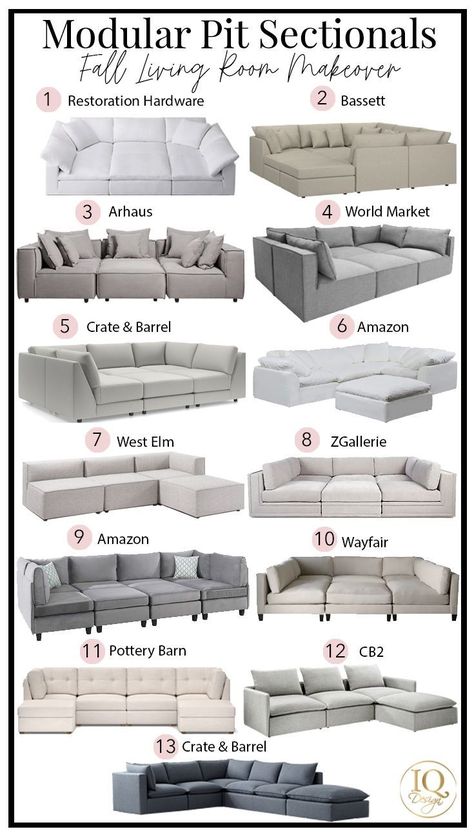 Get the low down on all the pit sectional sofa options to makeover your living room this fall. Click the link for all the goodies! Most Comfortable Sectional Sofas, U Couch, Pit Sofa, Comfortable Sectional Sofa, Sofas Living Room, Pit Sectional, Comfortable Sectional, Sectional Sofas Living Room, Living Room Decor Curtains