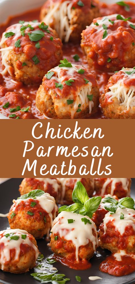 Chicken Parmesan Meatballs Recipe | Cheff Recipes Healthy Meals Meatballs, Chicken And Meatball Recipes, Meatball Quick Meals, Easy Italian Recipes Healthy, Convenience Food Recipes, Meatball Main Dish Recipes, Healthy Meatball Recipe Clean Eating, Chicken Meatball Parmesan Bake, Simple Chicken Meatballs