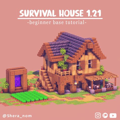 Hey there! Here is a cozy Survival house for beginners! Build downloads are available for supporters on Patreon Easy House Minecraft Tutorial, Minecraft Tannery House, Minecraft House Base Layout, Base Layout Minecraft, Beginner Minecraft House, Easy Survival Houses Minecraft, Minecraft Beginner House, Minecraft House Templates, House For Minecraft