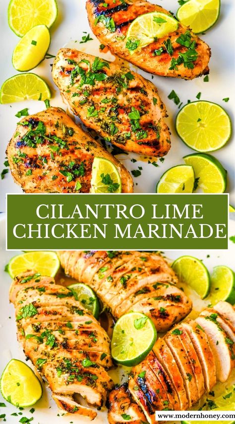 Cilantro Lime Chicken Marinade Lime And Cilantro Chicken, Cilantro Lime Marinade Chicken, Chicken Marinated Recipe, Lime Cilantro Chicken, Lime Chicken Marinade, Cilantro Lime Chicken Marinade, Chicken Breast Marinade Recipes, Cilantro Lime Marinade, Lime Marinade For Chicken