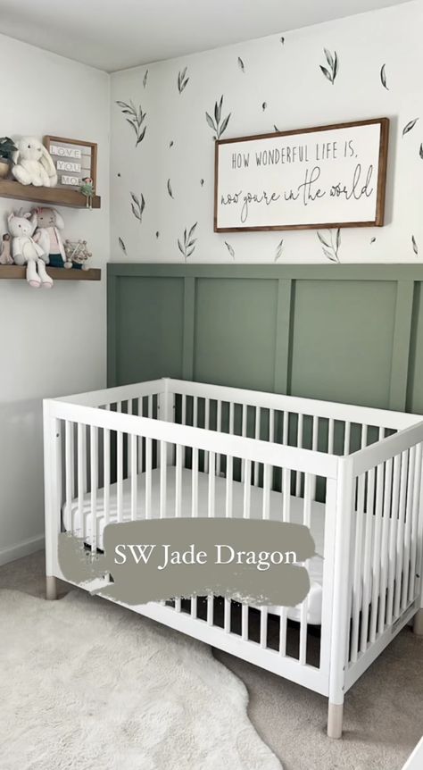 Green Baby Nursery, Green Nursery Boy, Green Baby Room, Nursery Accent Wall, Baby Nursery Inspiration, Baby Room Themes, Baby Room Neutral, Baby Boy Room Decor, Nursery Room Design