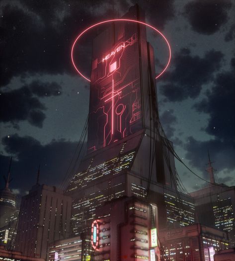 ArtStation - RUINER's Heaven [REIMAGINED / FANART], Maximilian Priesch Cyberpunk Building, Sci Fi Landscape, Cyberpunk Rpg, Sci Fi City, Sci Fi Environment, Cyberpunk Aesthetic, Cyberpunk City, Arte Cyberpunk, Fantasy City