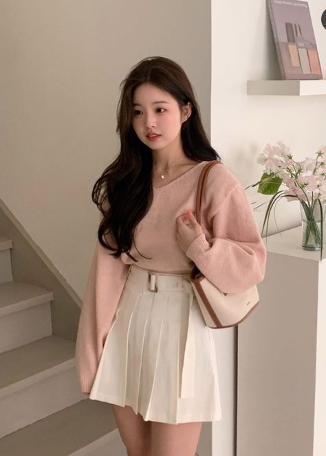 #koreangirl #Aesthetic Girly Outfits Asian, Cute Girly Korean Outfits, Soft Korean Aesthetic Clothes, Soft Aesthetic Outfits Korean, Sweet Girly Outfits, Casual Girly Outfits Korean, Korean Girly Girl Outfits, Cute Girly Outfits Aesthetic Casual, Soft Classy Aesthetic Outfits