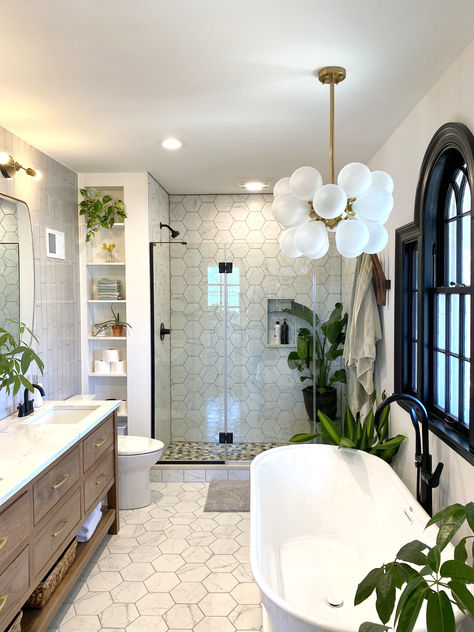 Bethany Sy's creative free spirit takes this bathroom renovation to the next level. Check out her showcase from tub to tile and more! Master Bath Remodel, Up House, Bathroom Redo, Bathroom Inspo, Bathroom Renos, Tile Ideas, Bath Remodel, Bathroom Remodel Master, House Bathroom