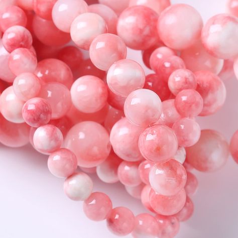 PRICES MAY VARY. Material: Genuine Natural Pink Persian Jade Stone Beads,Smooth Round Loose Spacer Beads,Pure natural and pollution-free,Enrich Colorful for Your Life Stone Diameter: 6mm/8mm/10mm/12mm; Hole Diameter: 1mm-1.2mm Wide range of applications: Stone beads can not only be used to make beaded necklaces, but also can be used to make Nake earrings, bracelets, yoga bracelets, rings, anklets, earrings, brooches, hair accessories and other jewelry. In addition to jewelry, Gemstone beads can Bead Aesthetic, Marinette Aesthetic, Fantasy Things, African Turquoise, Beads Diy, Jade Ring, Beaded Bracelets Diy, Diy Bracelet, Pink Beads