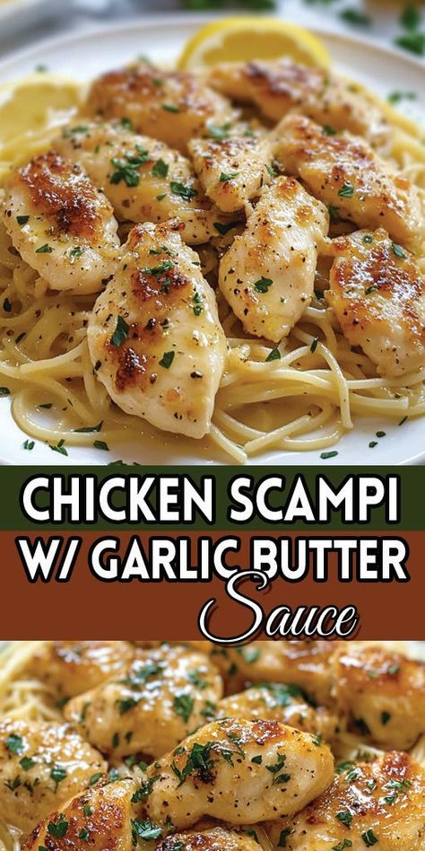 This Chicken Scampi recipe is the perfect blend of savory garlic, tender chicken, and buttery goodness! 🍋✨ Whether you're cooking for a cozy dinner or need a quick and easy dish for a busy weeknight, this recipe delivers BIG flavor with minimal effort. 😋

🔗 Click the link to get the full recipe and make this crowd-pleaser tonight! Your family will love it, and you'll love how easy it is to make. 😍🍗

#ChickenScampi #EasyRecipes #QuickDinner #30MinuteMeals Chicken And Scallops Recipes, Easy Chicken Scampi Recipe Without Wine, Chicken Recipes Few Ingredients, Chicken Scampi Recipe Without Wine, Chicken Scampi Sauce Recipe, Healthy Dinner Recipes For Family Chicken, Chicken Filet Recipes, Chicken And Shrimp Scampi, Chicken Breast Recipes Keto